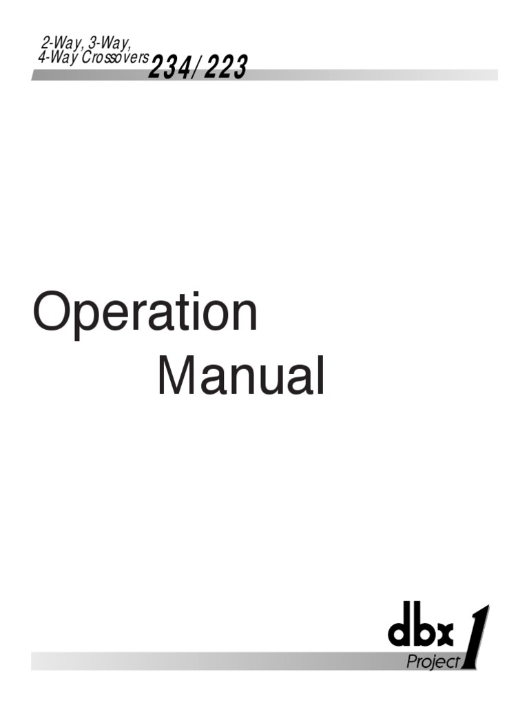 dbx 234/223 Crossover Operation Manual | PDF