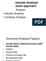 Fundamental Analysis Top-Down Approach: - Economy Analysis - Industry Analysis - Company Analysis