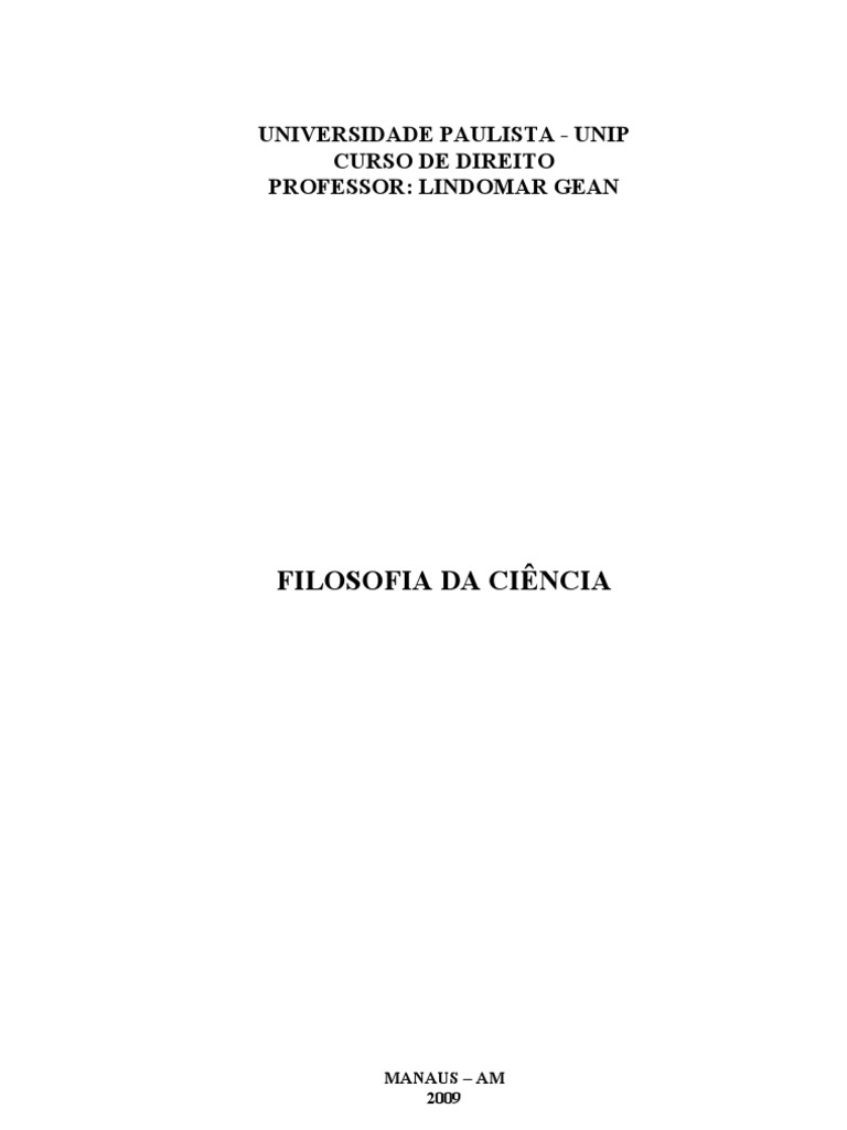 Apostila de Filosofia Da Ciencia | PDF