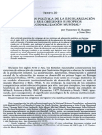 Texto 20 Ramirez y Boli - La Construcion Política de La Escolarización de Masas, Sus Orígenes Eur