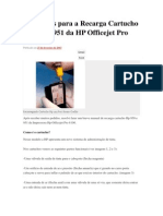 Instruções para A Recarga Cartucho HP 950 e 951 Da HP Officejet Pro 8100