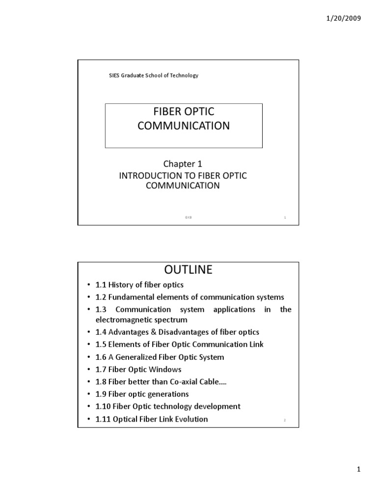 Fiber Optic Fiber Optic Communication: Outline | PDF | Optical Fiber ...