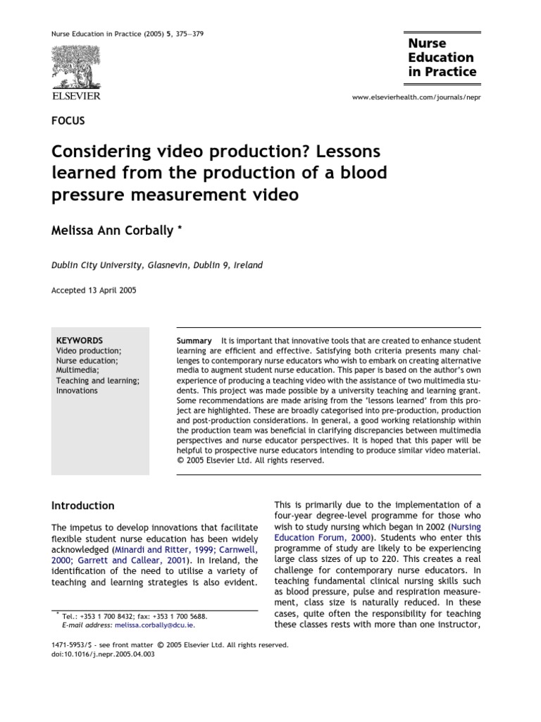 Considering Video Production? Lessons Learned From The Production of A