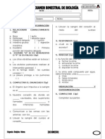 Examen Biologia 5to de Primaria