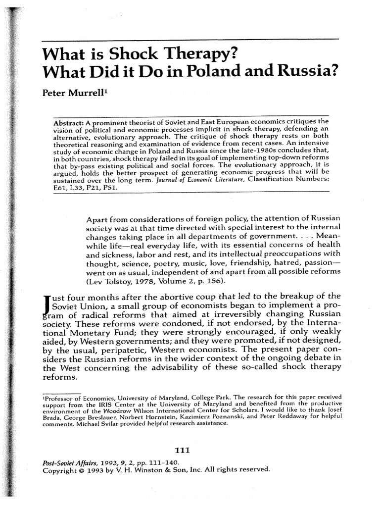 What is Shock Therapy Soviet Union International Politics