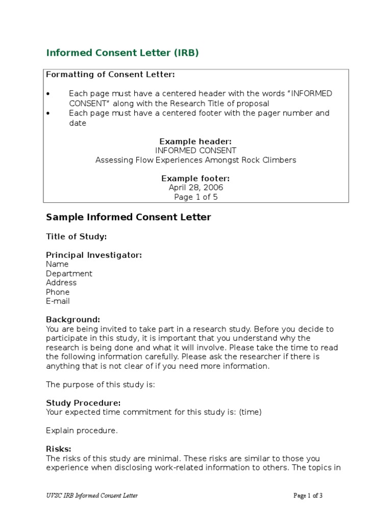 Informed Consent Letter Template | PDF | Theory Of Medicine | Applied ...