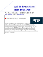 Henri Fayol 14 Principles of Management Year 1916