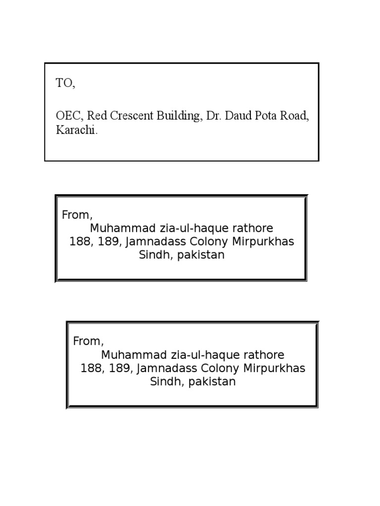 Address Details for Muhammad Zia-ul-Haque | PDF