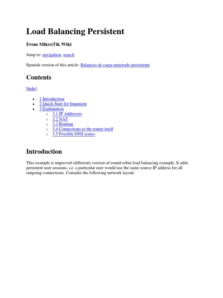 Load Balancing Persistent: From Mikrotik Wiki | PDF | Ip Address | Load ...