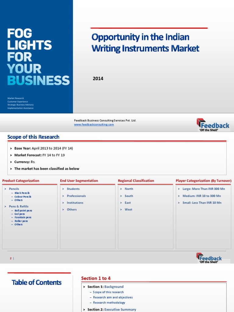 Opportunity in The Indian Writing Instruments Market Feedback OTS 2014 PDF Market