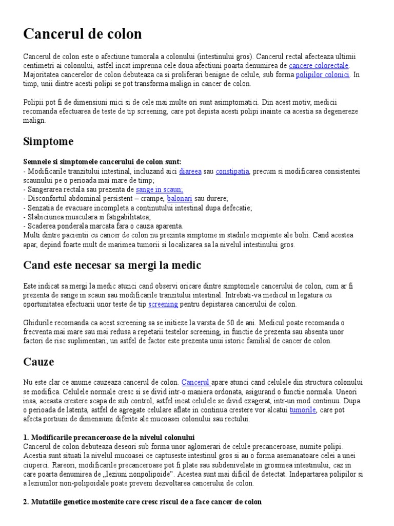 Cancerul de Colon | PDF