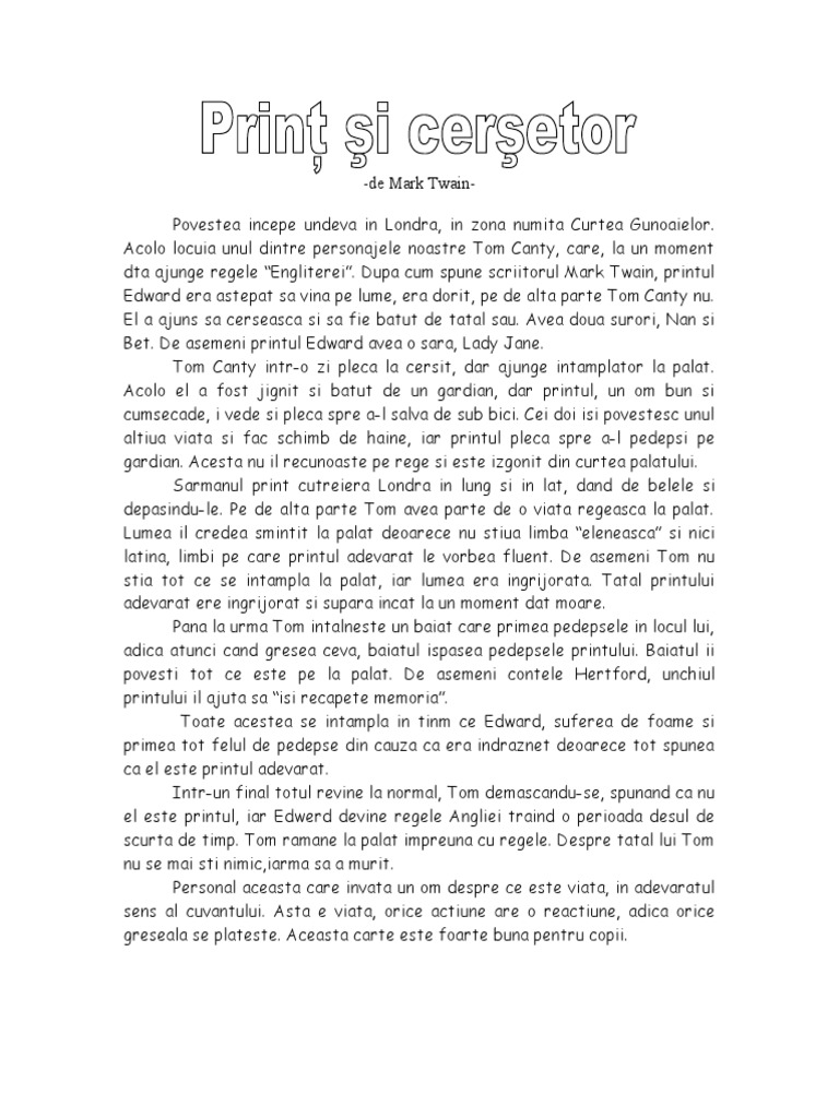 Print si cersetor, rezumat