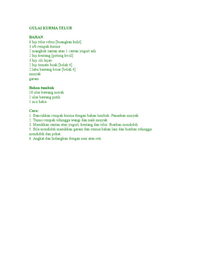 Gulai Telur Kurma Pdf