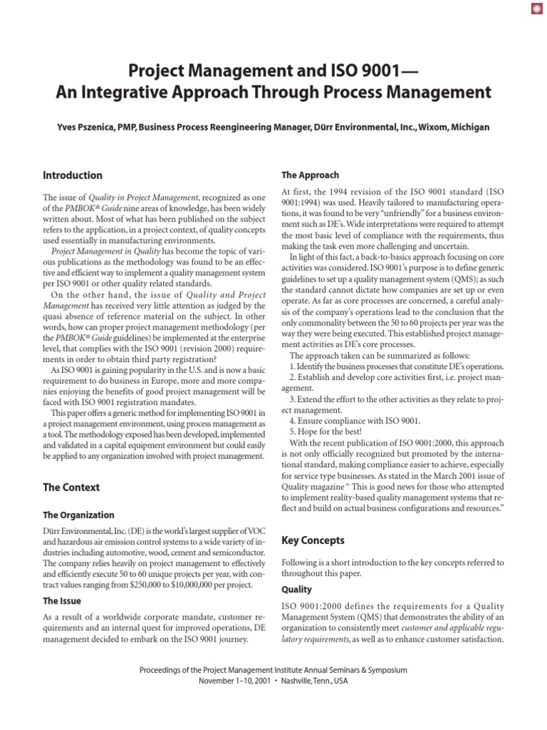 Project Management and ISO 9001 | PDF | Project Management | Business ...