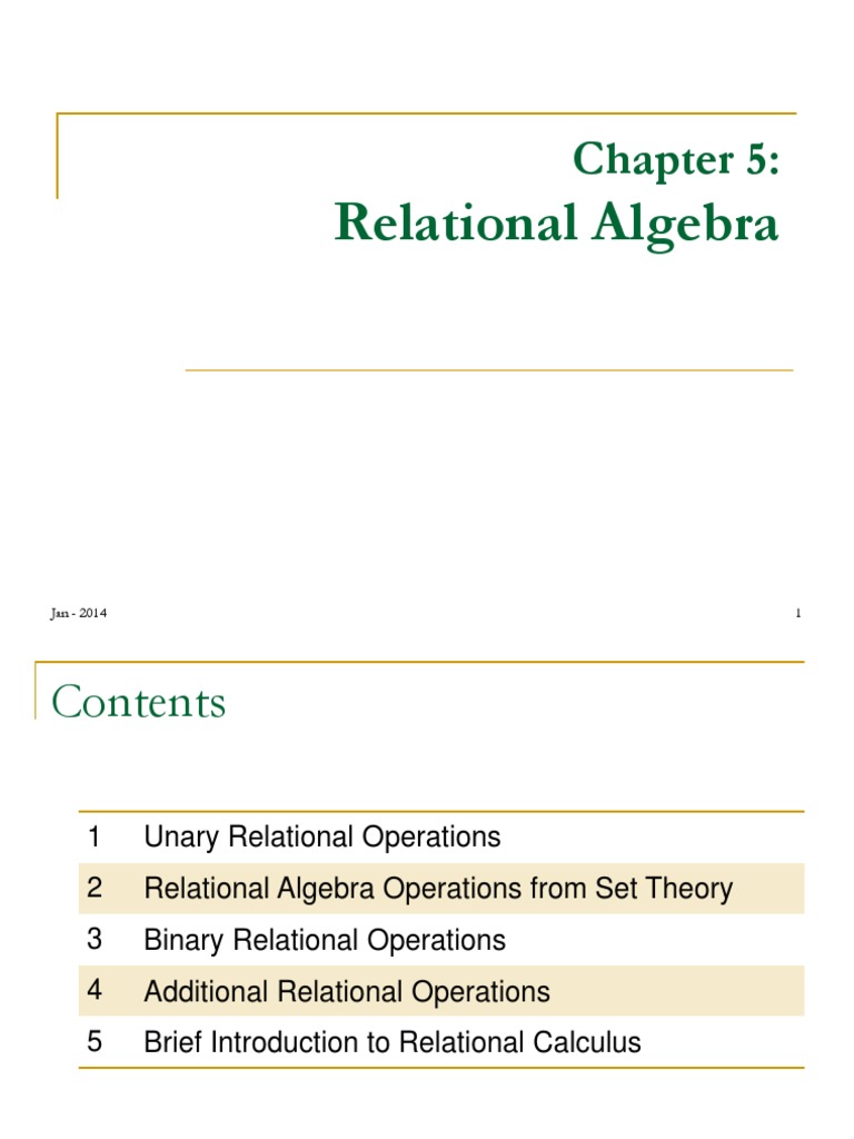Chapter 5 Relational Algebra v2 | PDF | Relational Model | Relational ...