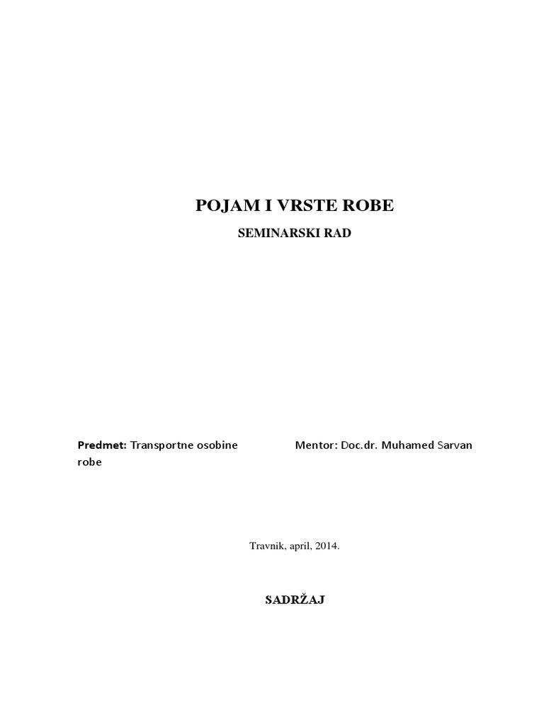 Transportne Osobine Robe | PDF