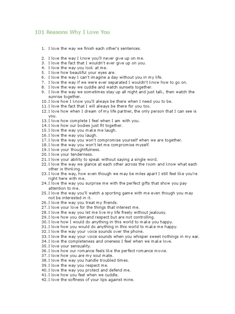 101 Reasons Why I Love You | PDF