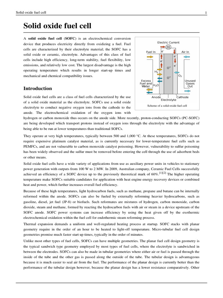 Overview of Solid Oxide Fuel Cells | PDF | Solid Oxide Fuel Cell | Fuel ...