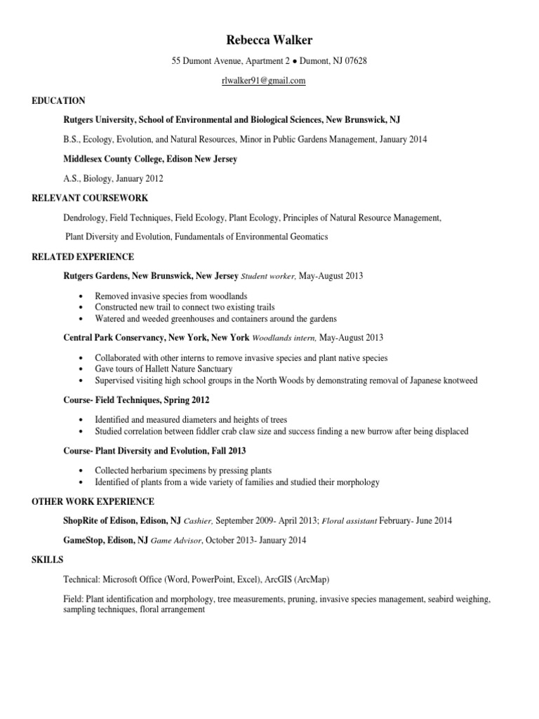 Ecology Graduate with Field Experience | PDF