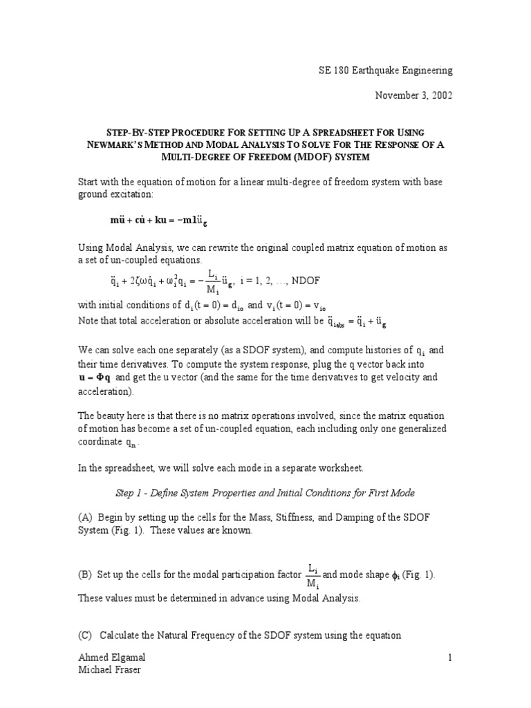 MDOF Response Analysis Using Modal Methods | PDF | Mechanics ...