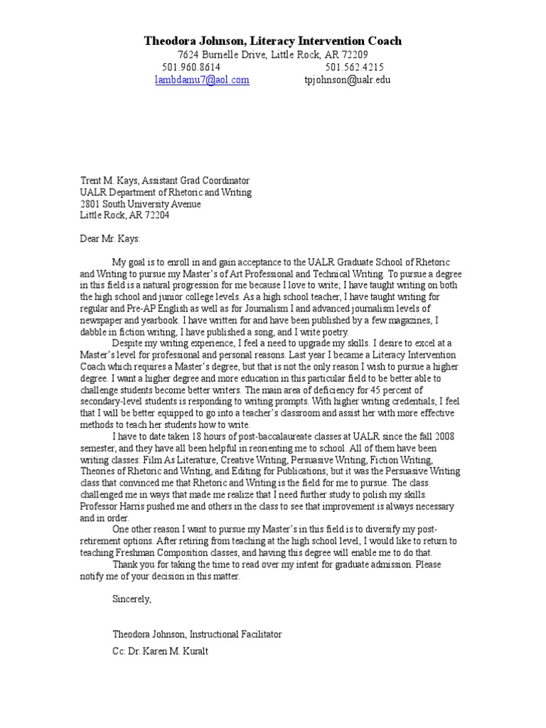 Letter of Intent For UALR | PDF