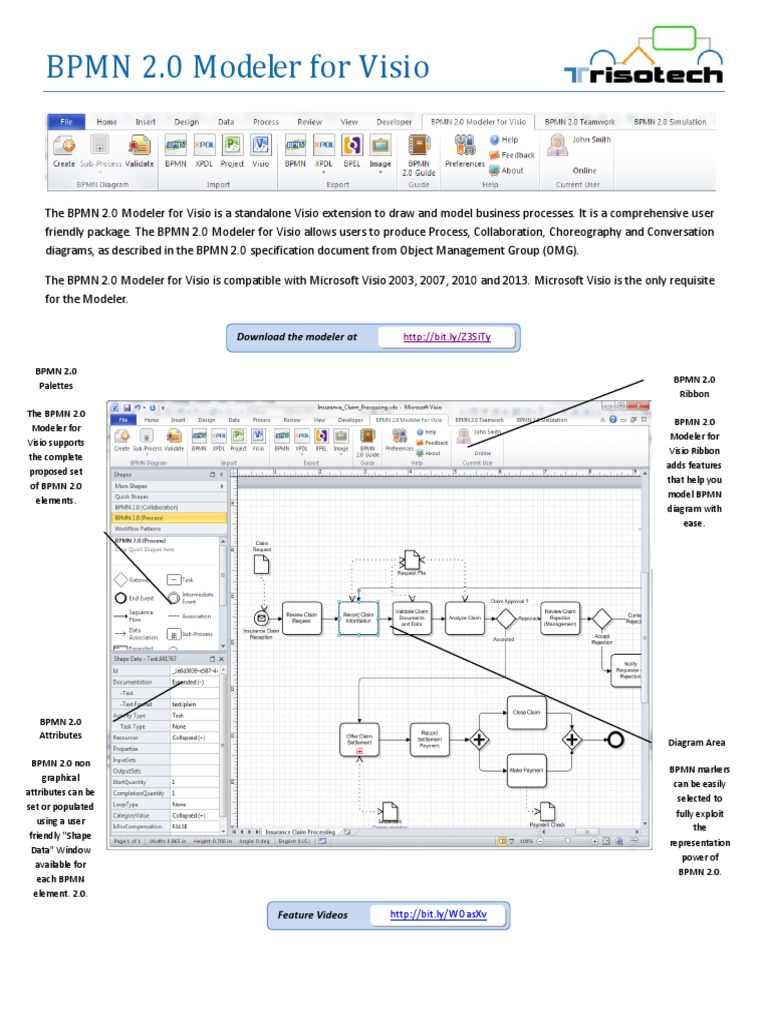 BPMN 2.0 Modeler for Visio Documentation Button Simulation