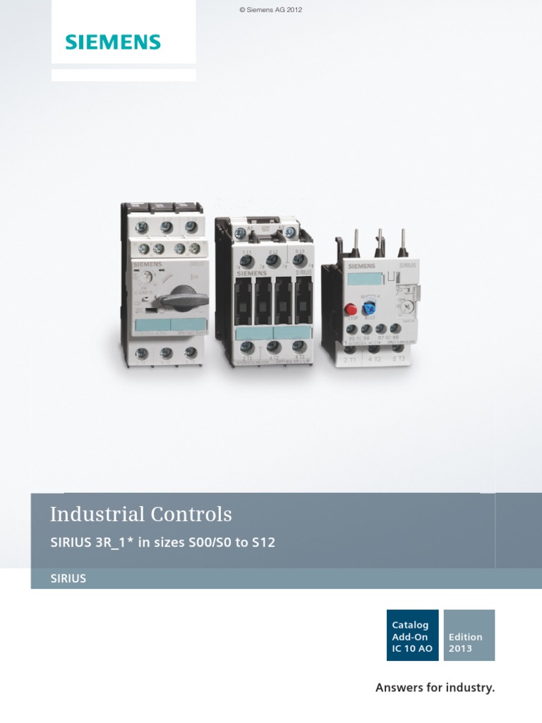 Siemens Sirius Industrial Controls Catalog Relay Switch