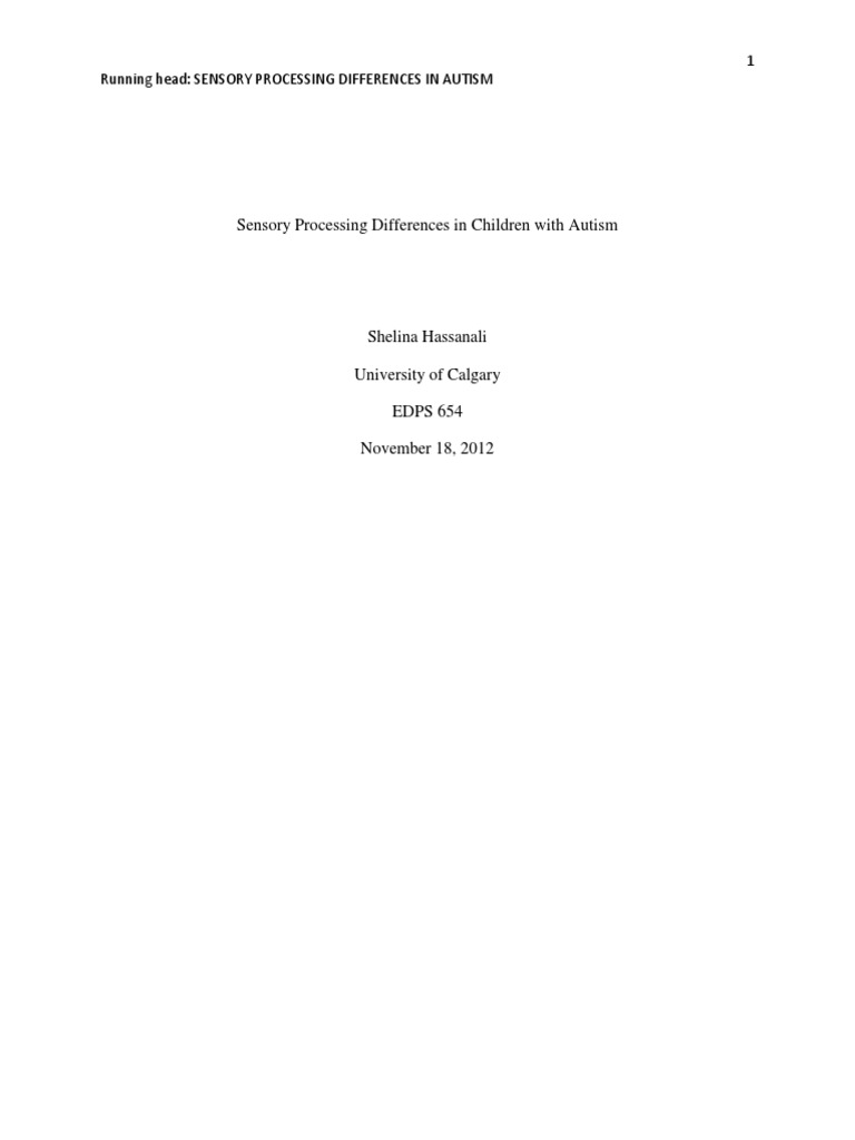 Autism Sensory Processing Differences | PDF | Somatosensory System ...