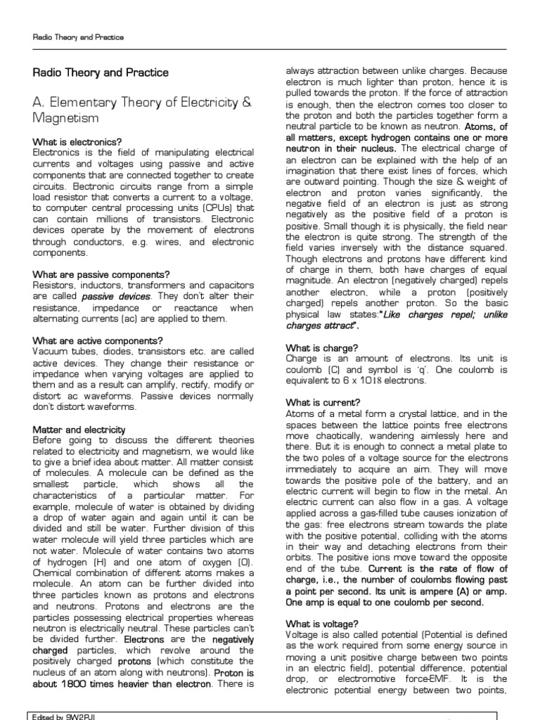 Radio Theory and Practice PDF Series And Parallel Circuits Capacitor