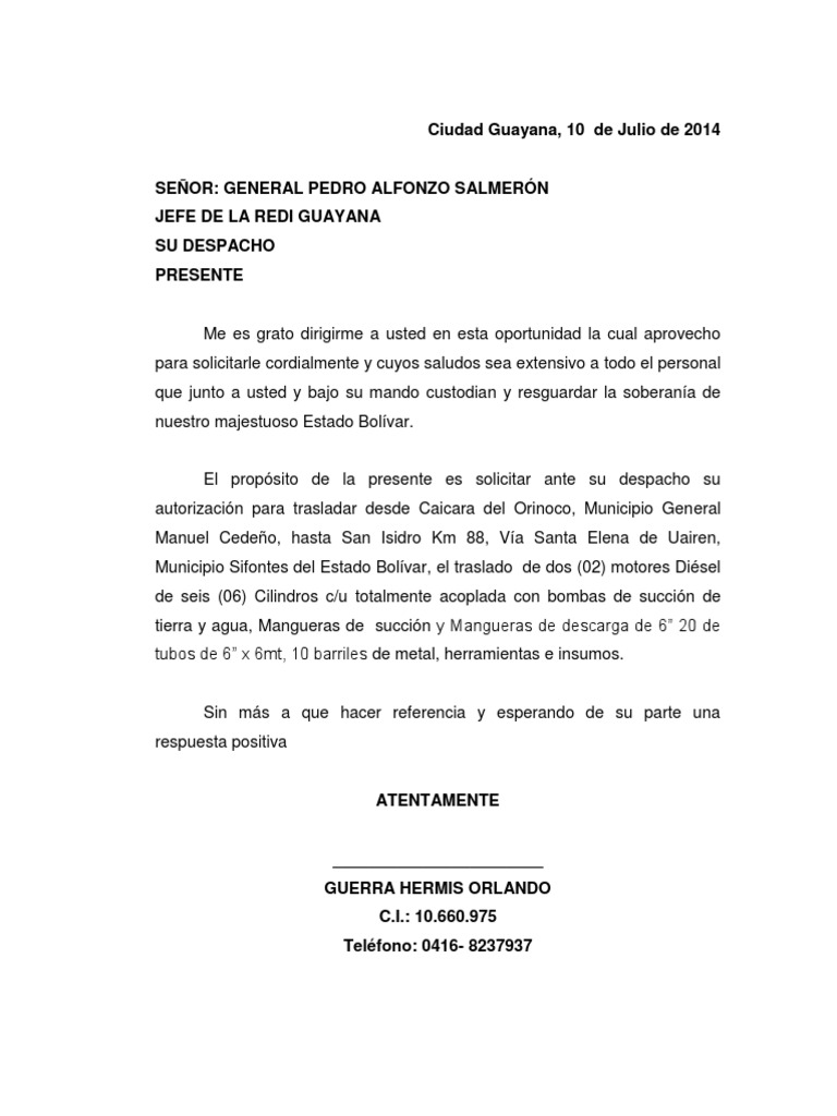 Carta Exposicion de Motivos