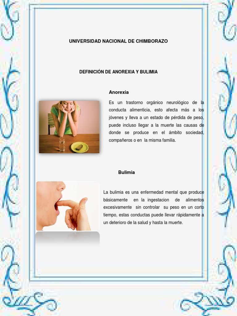 Anorexia y Bulimia: Definiciones Clave | PDF | Anorexia nerviosa |  Diagnóstico psiquiátrico, image size:768x1024