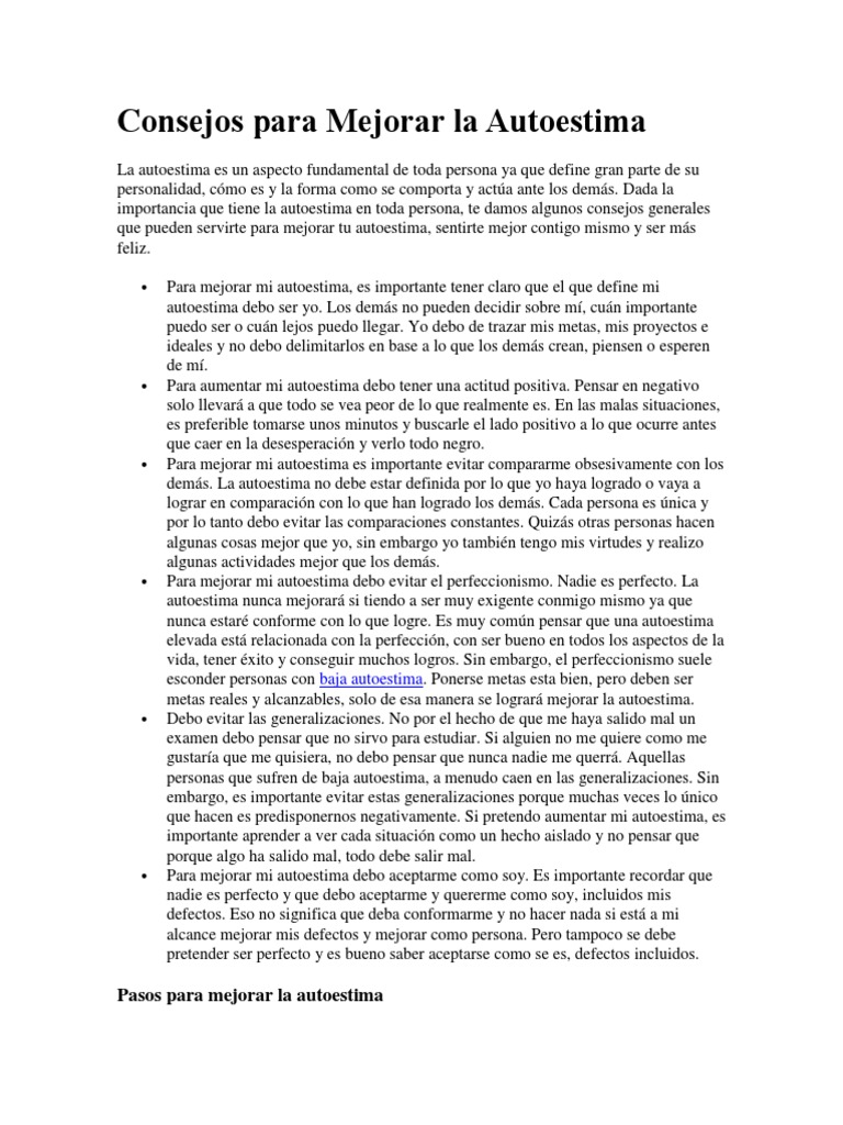 Consejos para Mejorar La Autoestima | PDF | Autoestima | Amor