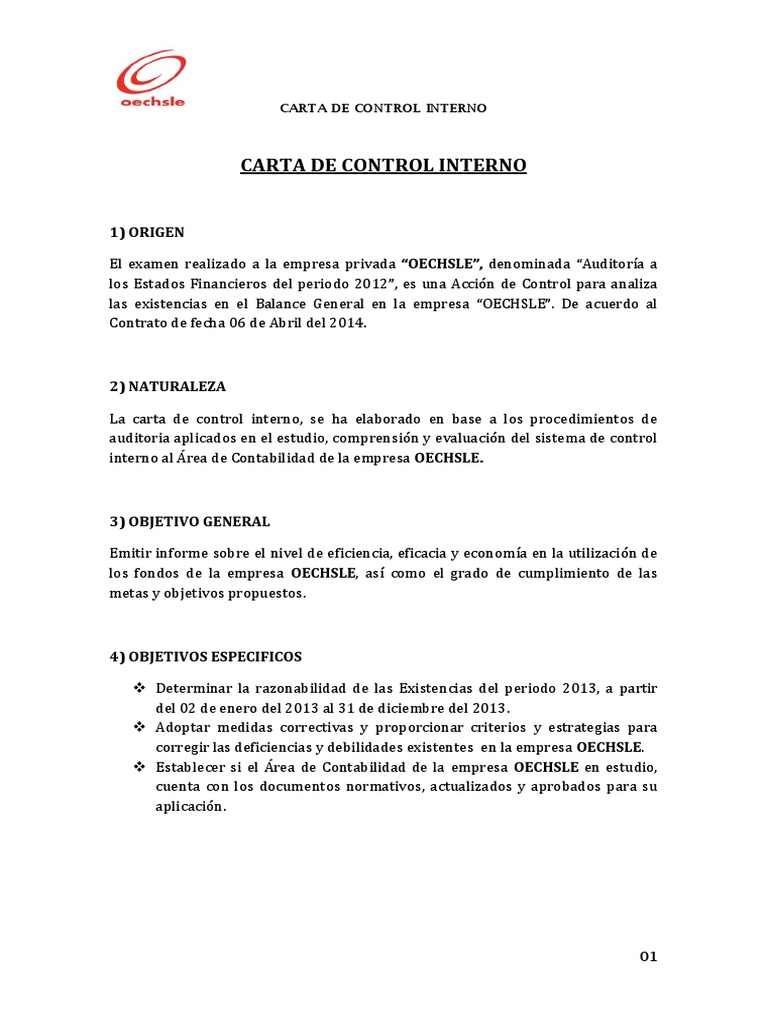 Carta de Control Interno (2)  Financial Audit  Accounting