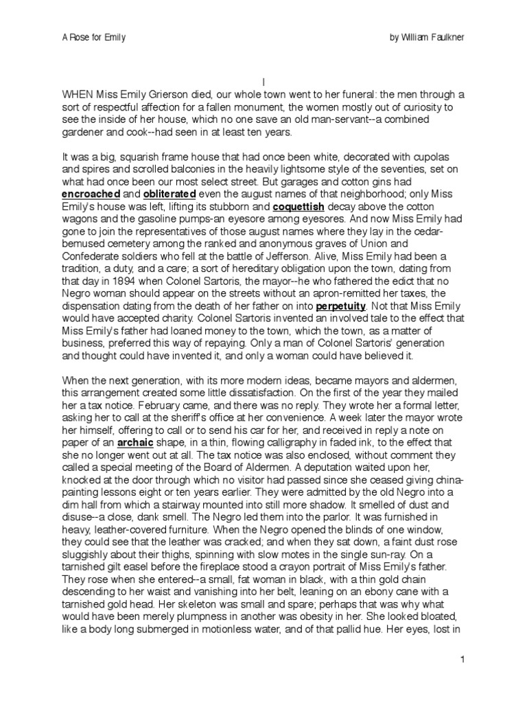 A Rose For Emily PDF