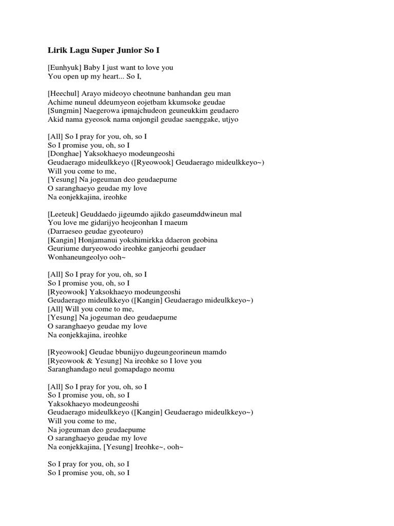 Lirik Lagu Super Junior Pdf