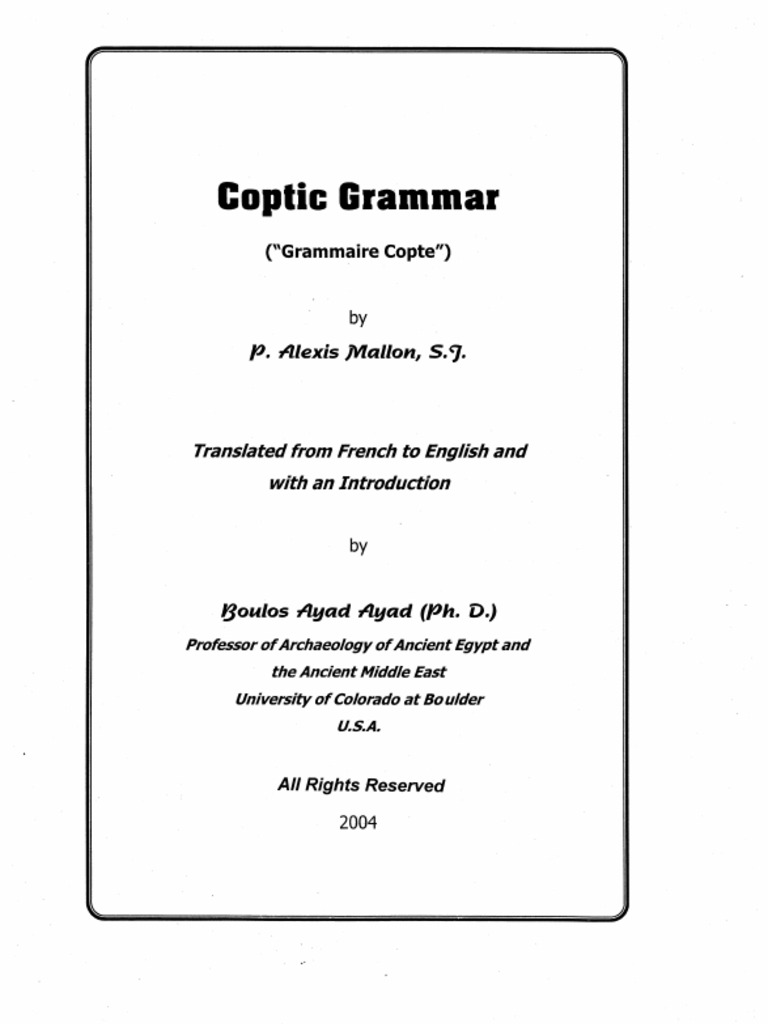 The Coptic Grammar (La Gramática Copta) | PDF | Artes del Lenguaje y ...