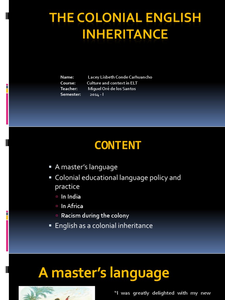 The Colonial English Inheritance | PDF | English Language | Colonialism