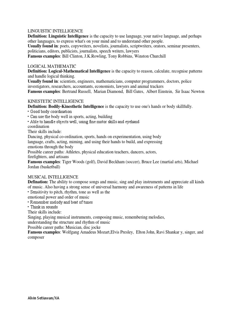Types of Intelligence Explained | PDF | Mind | Intelligence