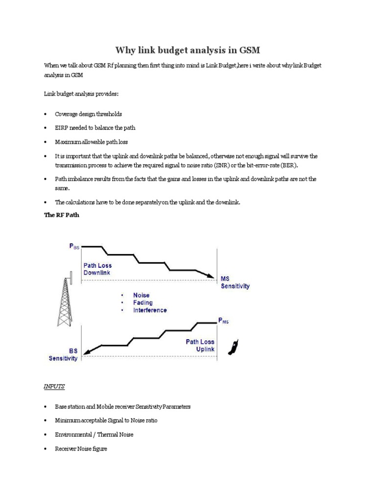 GSM Link Budget Analysis Essentials | PDF | Antenna (Radio) | Radio ...
