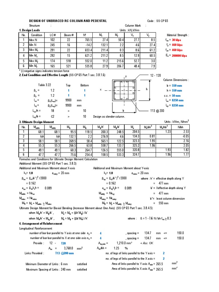 RC Column Design BS8110 | PDF | Economic Sectors | Applied And ...