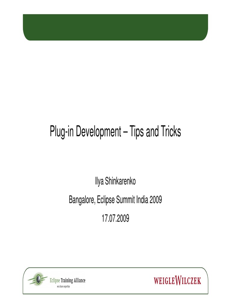 Shinkarenko - Plug-In Development - Tips and Tricks | PDF | Eclipse ...