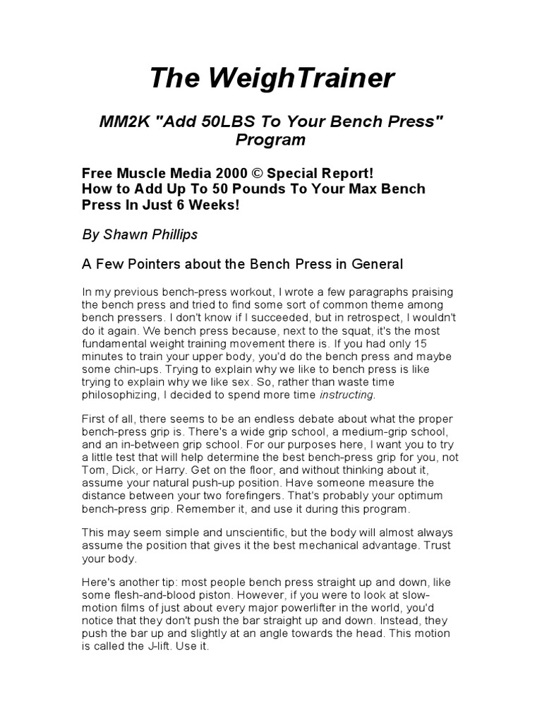 Add 50LBS To Your Bench MM2K PDF Shoulder Weight Training