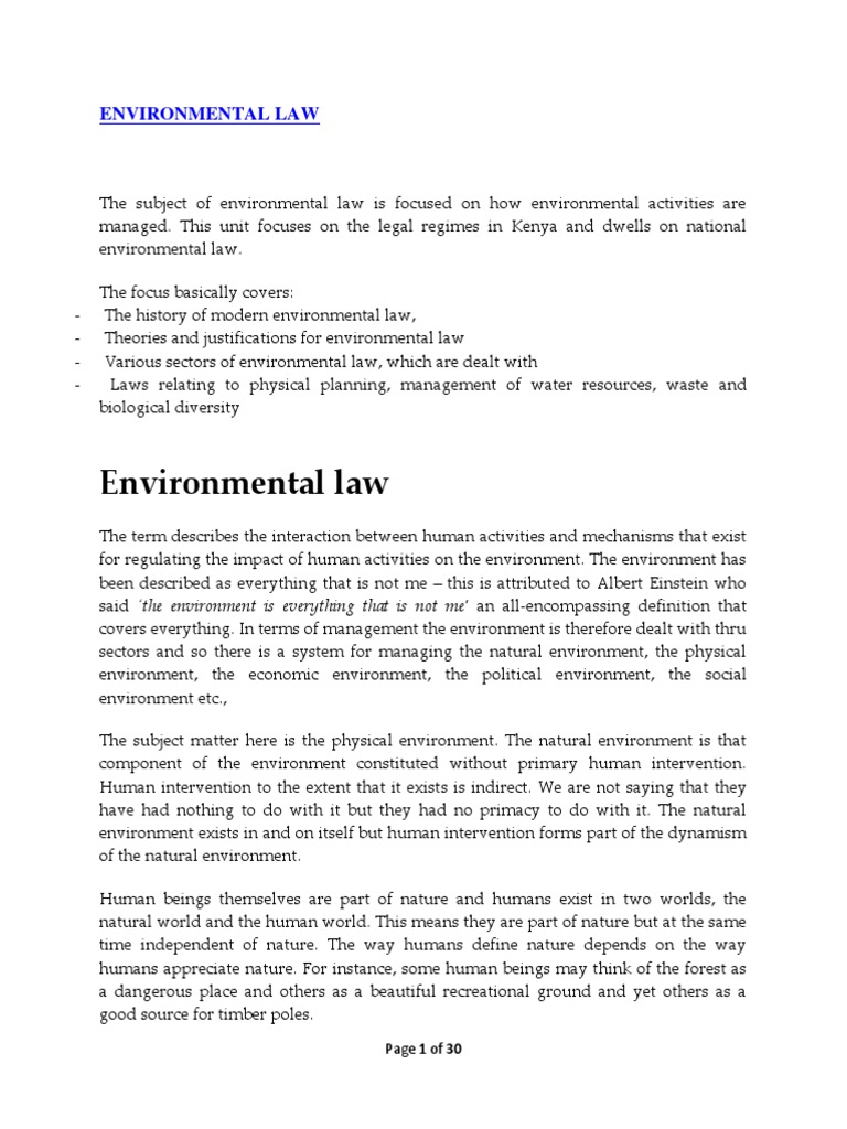 Environmental Law Notes PDF Environmental Impact Assessment