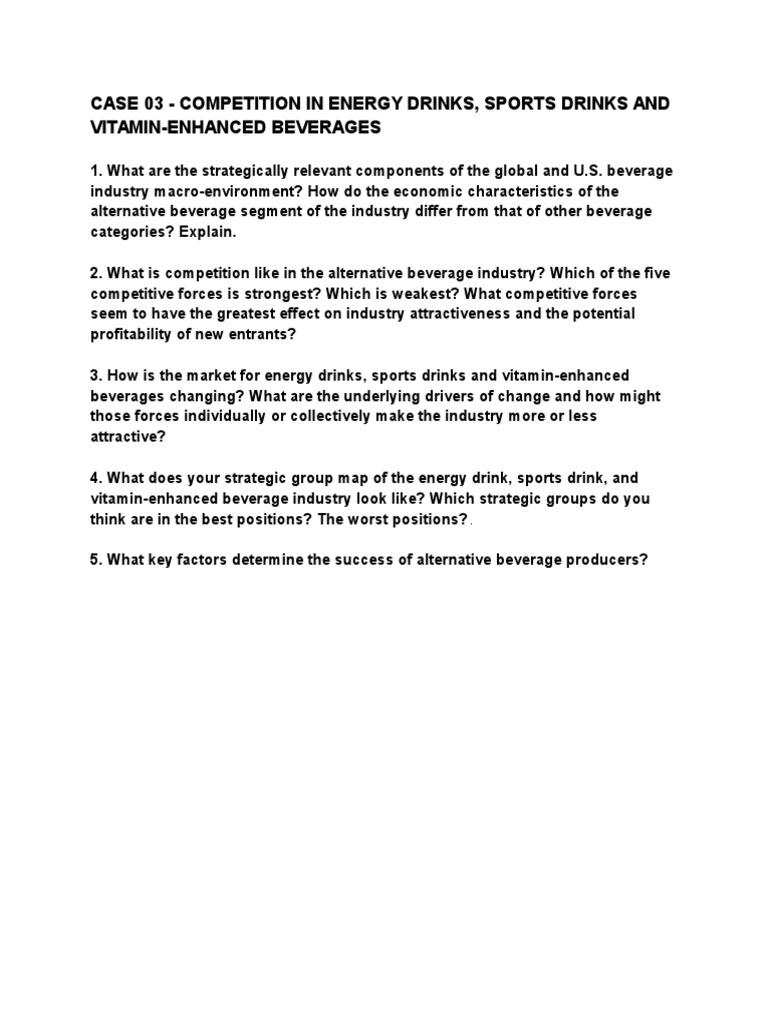 Competition in Energy Drinks, Sports Drinks and VitaminEnhanced