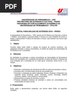 Edital para bolsa de extensão UPE 2010