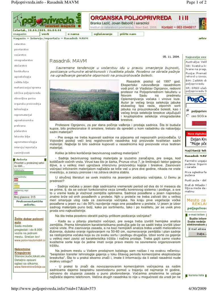 Magazin Magazin Intervju/reportaža Rasadnik MAVM | PDF