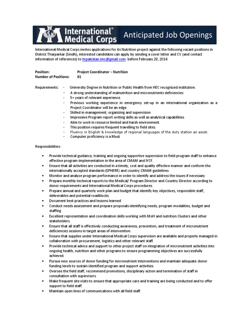 Nutrition Project Vacancy Announcement - Feb 2014 | PDF | Warehouse ...