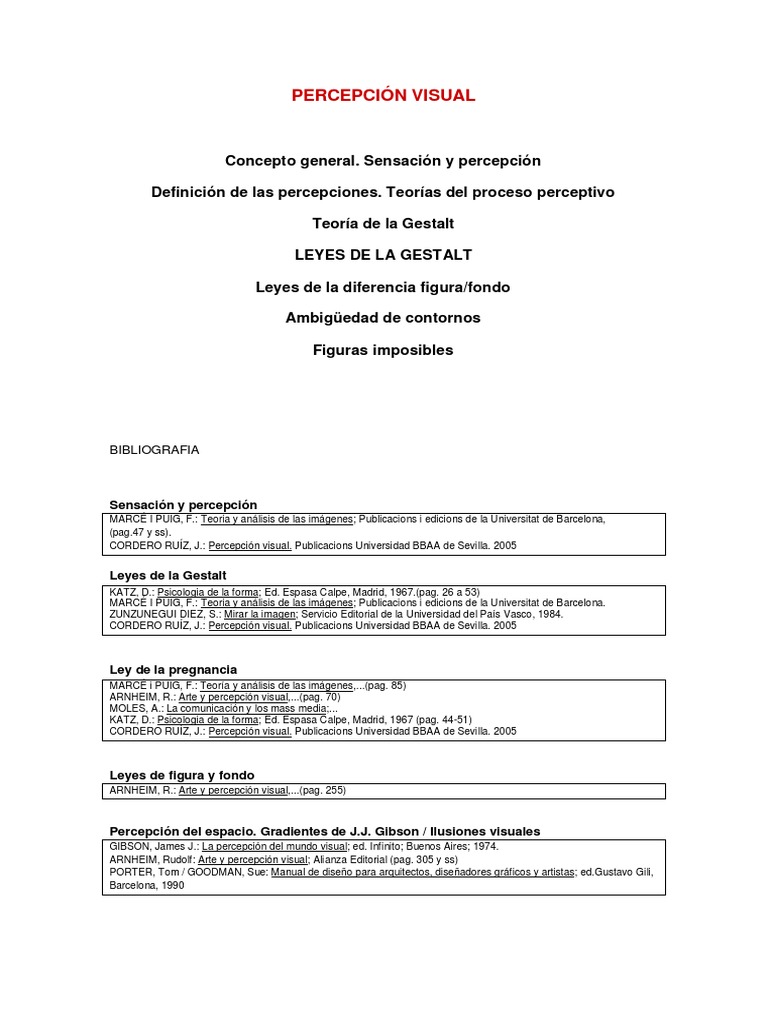 Percepció Visual. Gestalt | PDF | Percepción | Sicología