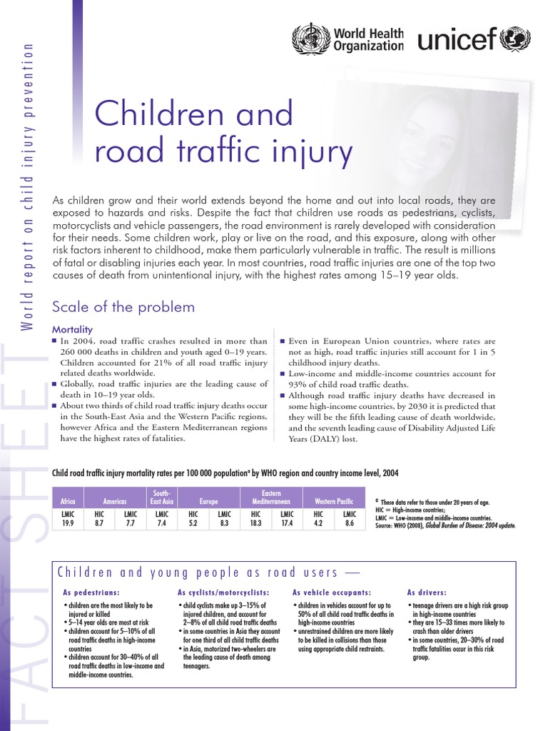 Child Road Traffic Injury Factsheet | PDF | World Health Organization ...