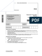 Question Paper Unit f215 Control Genomes and Environment